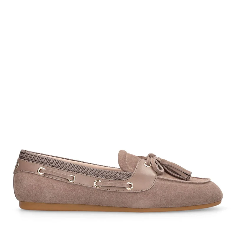 Mocassino Donna LIU JO linea Skipper 03 in Suede Beige con Nappine