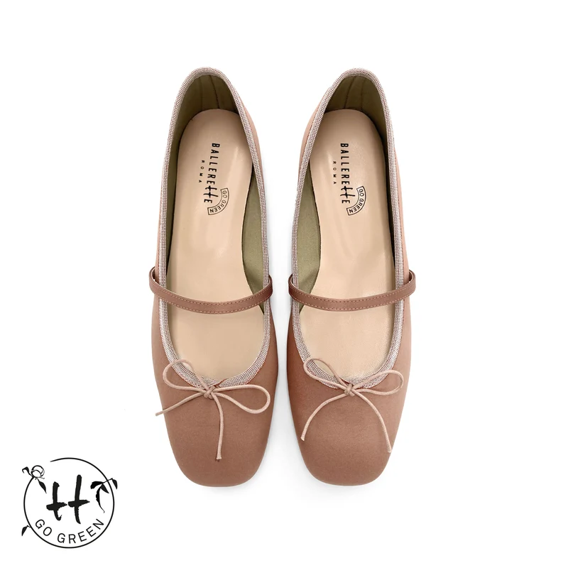 TT Go Green Collection - Ballerine Mary Jane rosa antico in raso eco