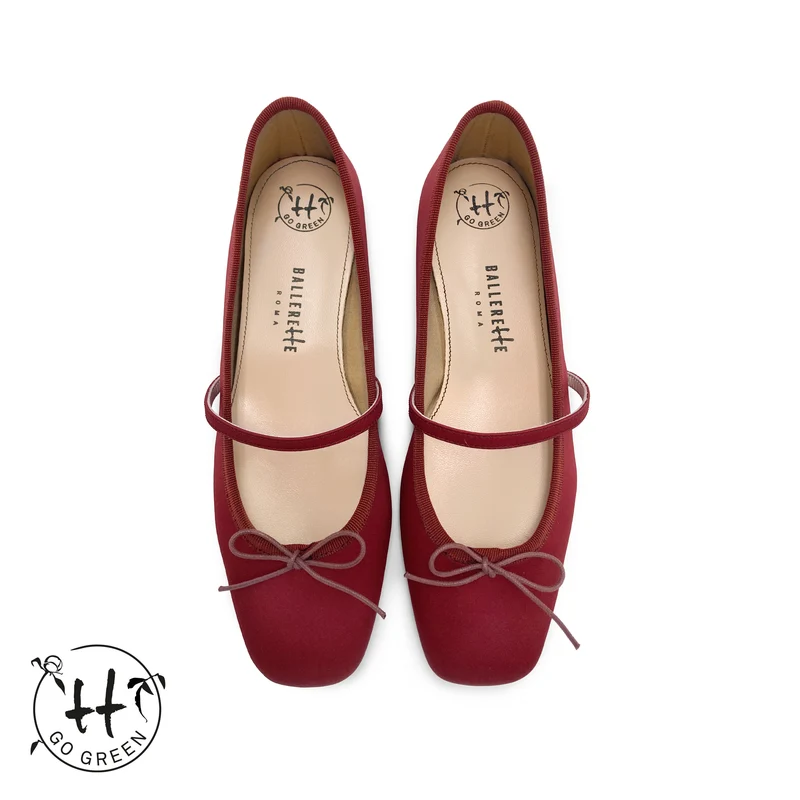 TT Go Green Collection - Ballerine Mary Jane rosse in raso eco