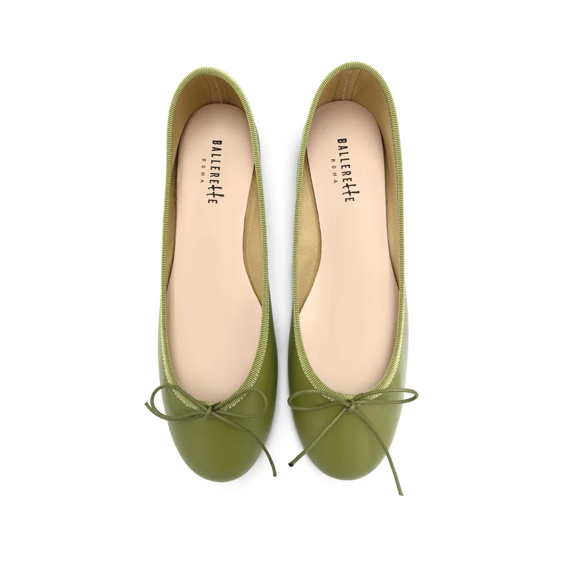 Ballerine verdi oliva in pelle