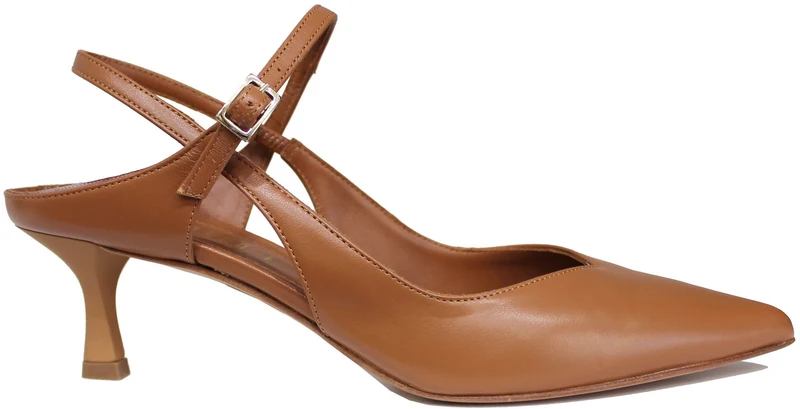 SLINGBACK DONNA A PUNTA PELLE CUOIO