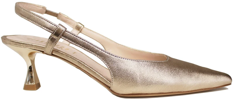 SLINGBACK DONNA A PUNTA PELLE LAMINATA RAME