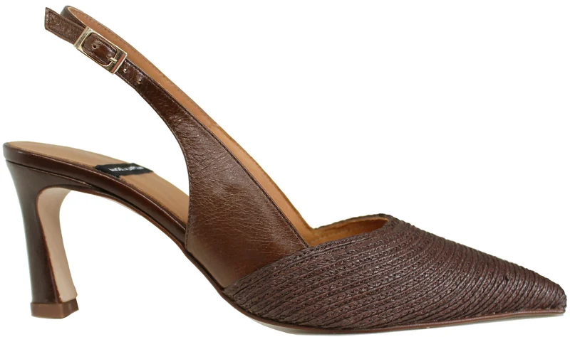 SLINGBACK DONNA A PUNTA PELLE RAFIA TESTA DI MORO