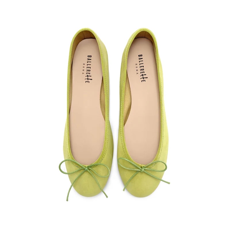 Ballerine verde lime in camoscio