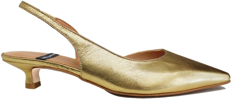 SLINGBACK DONNA APERTA CON TACCO PELLE ORO