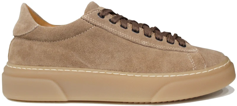 SNEAKER UOMO CAMOSCIO TORTORA SUOLA NOCCIOLA