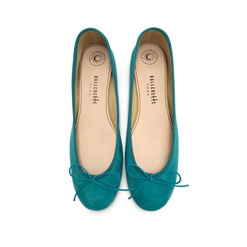 Ballerine in camoscio blu pavone