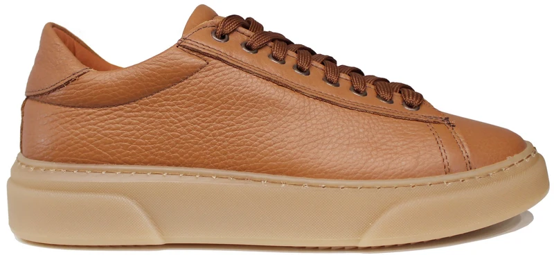 SNEAKER UOMO PELLE MARTELLATA CUOIO SUOLA NOCCIOLA