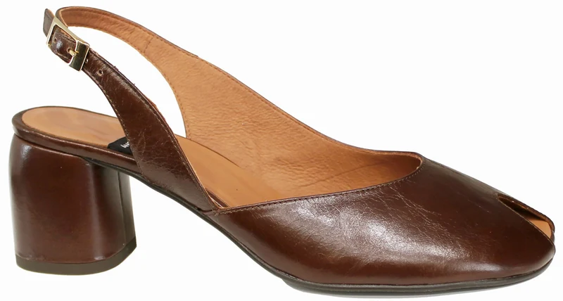SLINGBACK DONNA SPUNTATA PELLE MARRONE