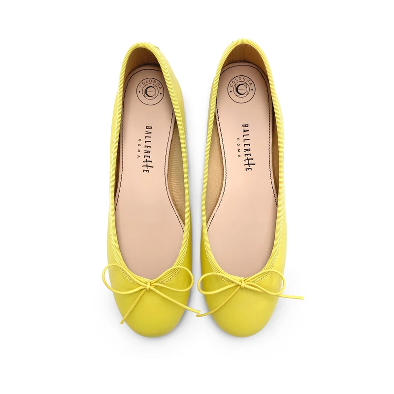 Ballerine gialle limone in pelle