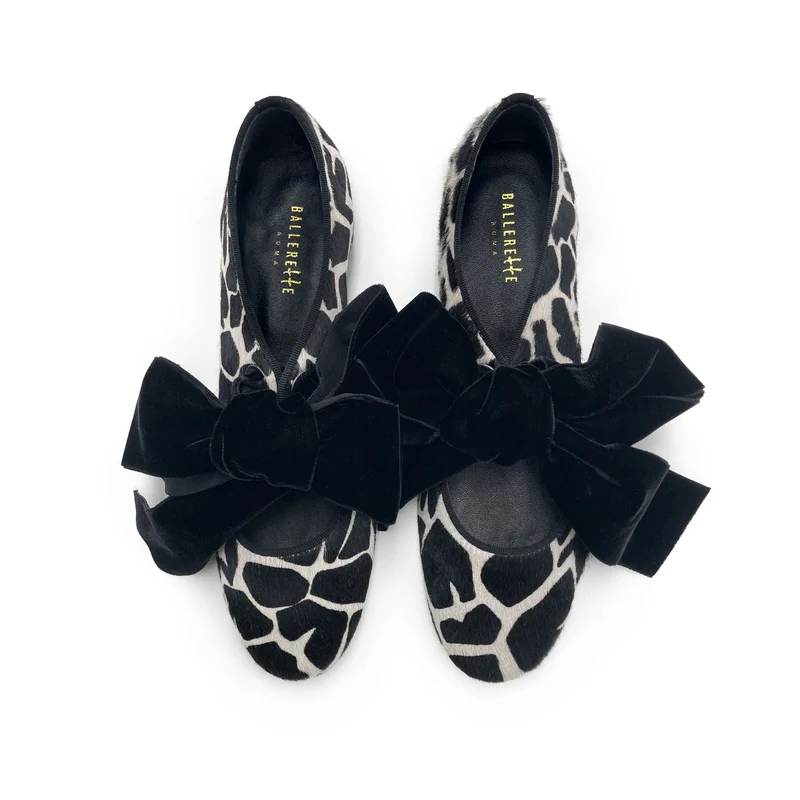Scarpe donna animalier in cavallino maculato bianco e nero