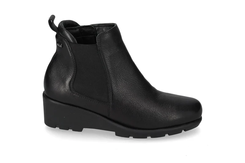 Valleverde Tronchetto Donna in Nappa Nera con Elastico, Zip e Zeppa