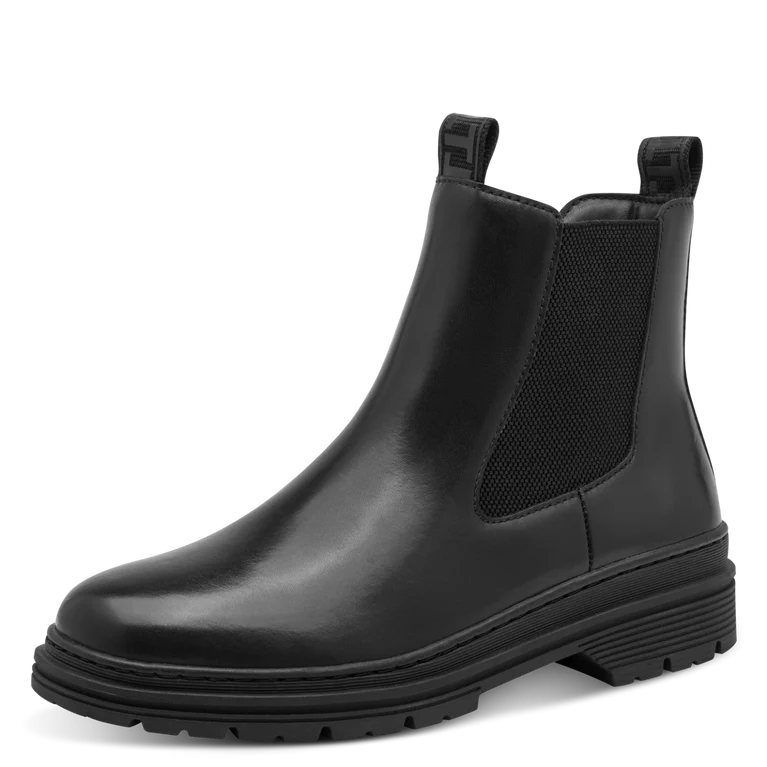 Tamaris tronchetto donna nero in pelle con zip e plantare estraibile