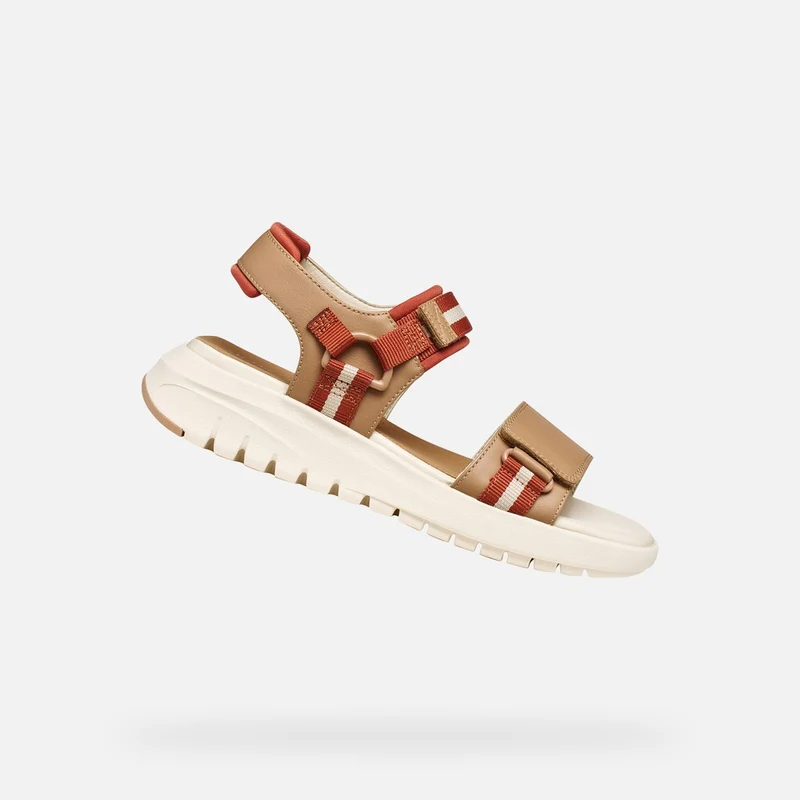 Geox Flextride S sandalo platform donna beige/mattone traspirante