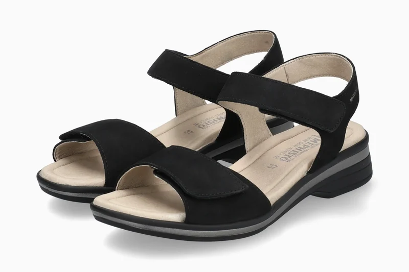 Mephisto Floraline sandalo donna nero in nubuck con Soft-Air e strappi