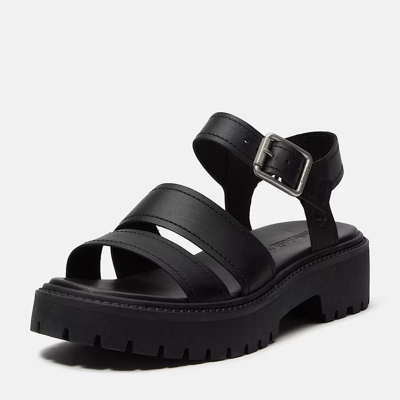 Timberland Stone Street Sandalo Donna Pelle Nera con Plateau