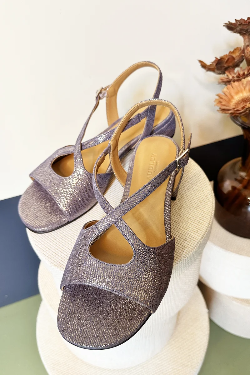 Sandali Audley incrocio denim glitter bronzo