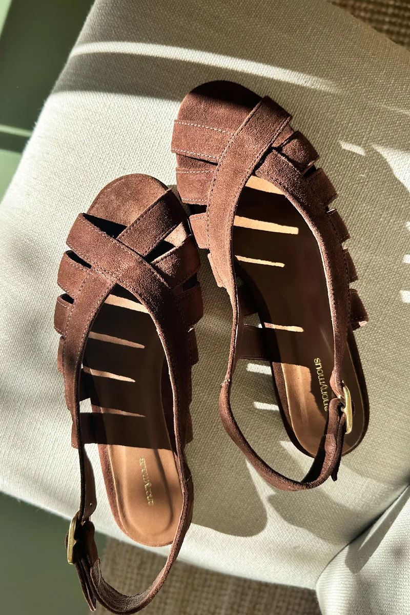 Sandali A Copenghen fascette camoscio cioccolato