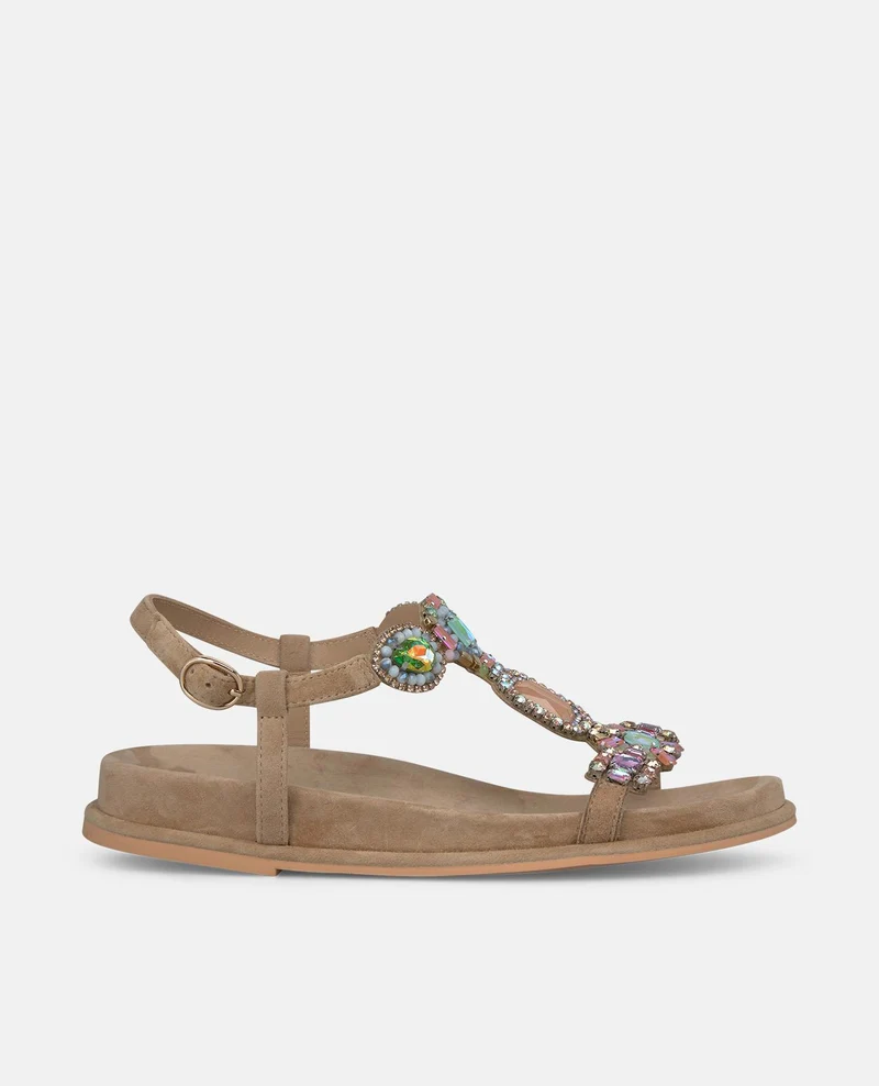 SANDALIA PLANA CON DETALLE JOYAS