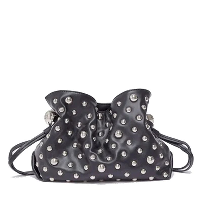 Borsa Donna a Spalla Small LIU JO linea Riccy in Ecopelle Nera con Borchie