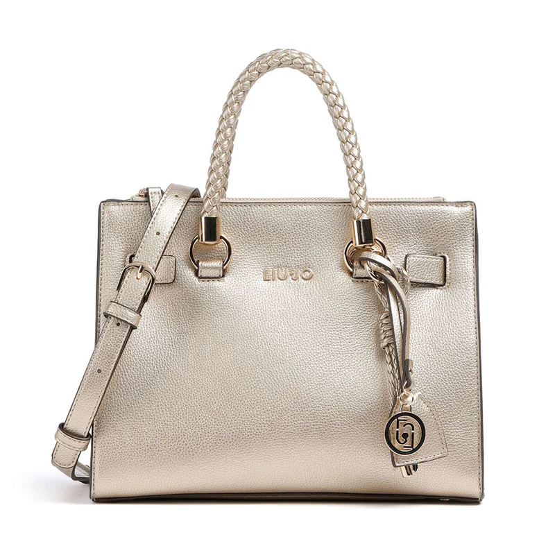 Borsa Donna a Mano LIU JO Better effetto Bottalato Light Gold con Charm