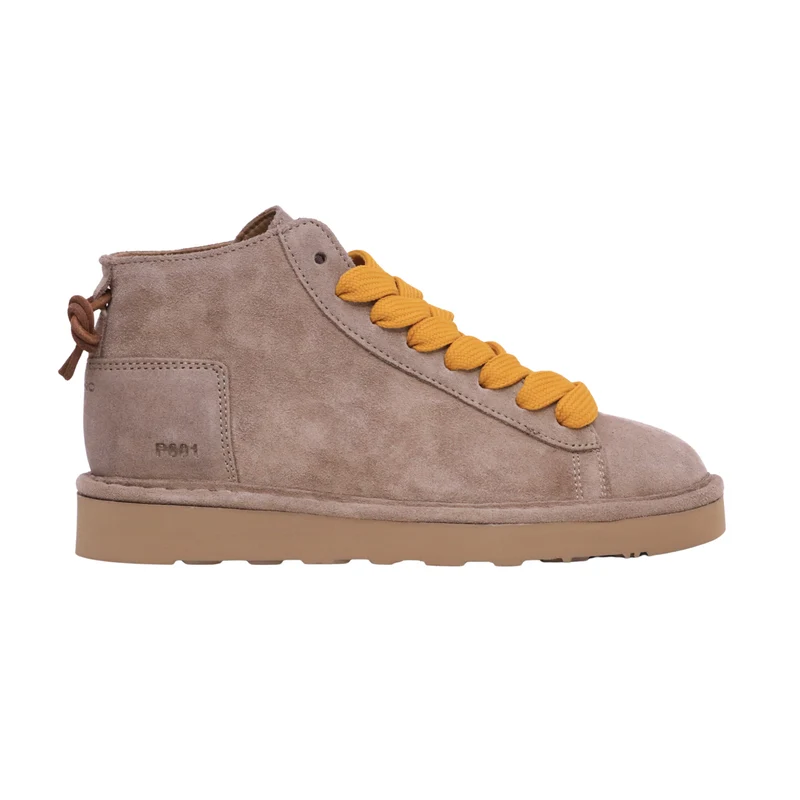 Panchic P001 Icon P001 polacchino donna in camoscio beige noce con lacci gialli