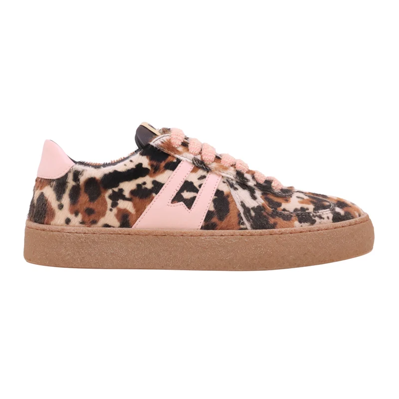 MOMA Kazan12 71601 sneaker donna in cavallino maculato con dettagli rosa Made in Italy