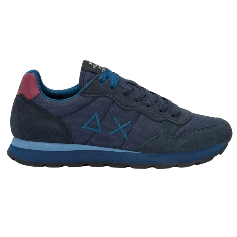 SUN68 Tom Z46101-0735 sneaker uomo in nylon e camoscio navy blue/bordeaux