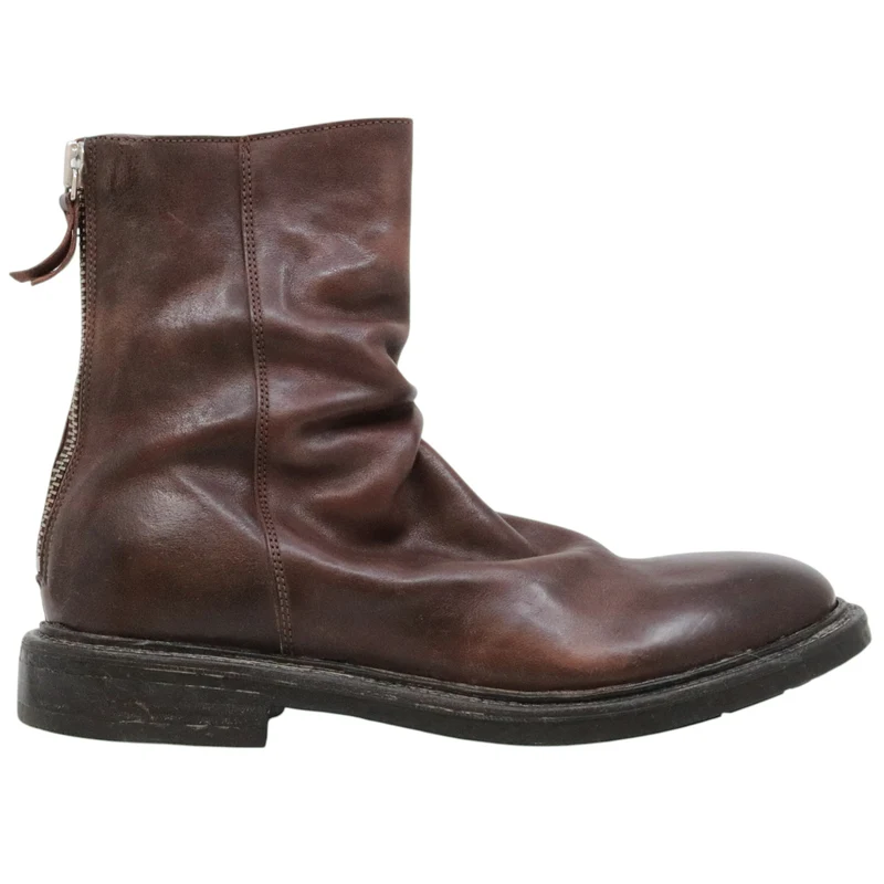 MOMA 50304C stivaletto uomo in pelle marrone tinta in capo con zip