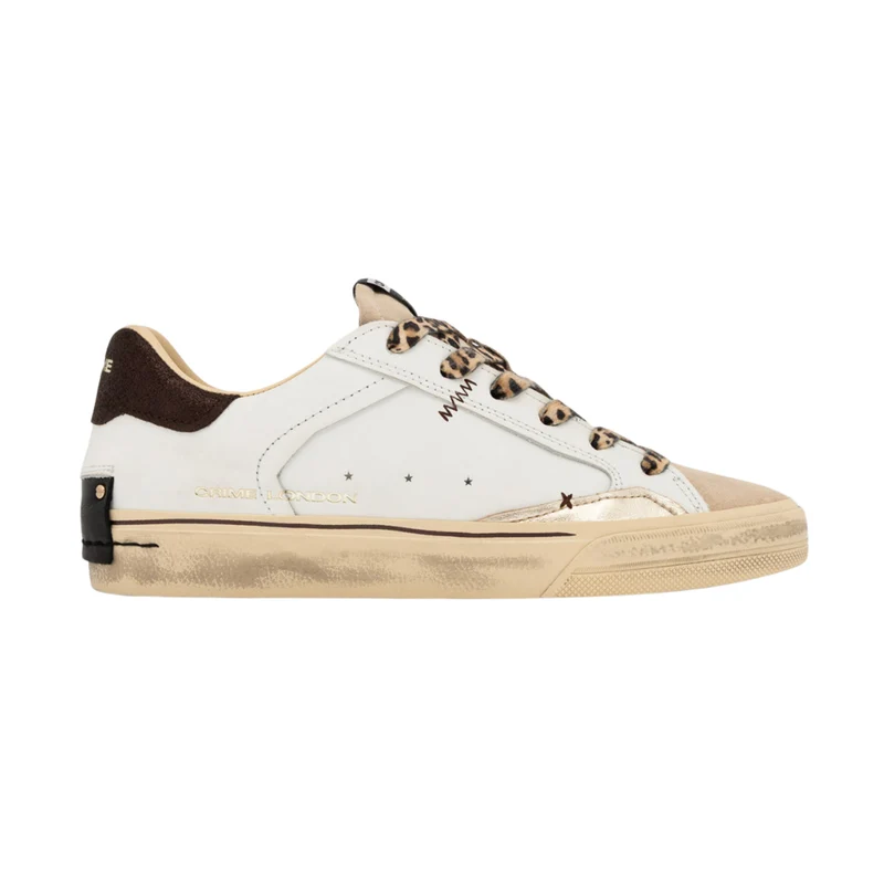 Crime London Deconstructed Urban Wild 23071 sneaker donna in pelle bianca con lacci maculati
