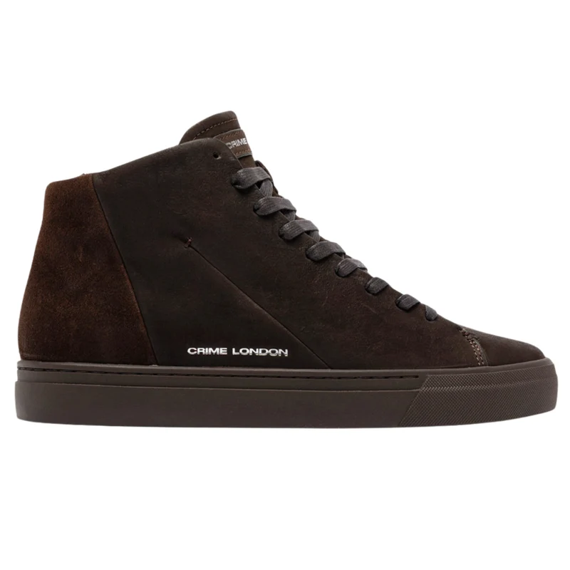 Crime London Kane Dusty Brown 10831 sneaker alta uomo in pelle marrone con zip