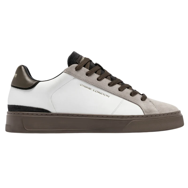 Crime London Blade Sandstone 10704 sneaker uomo in pelle bianca e camoscio tortora