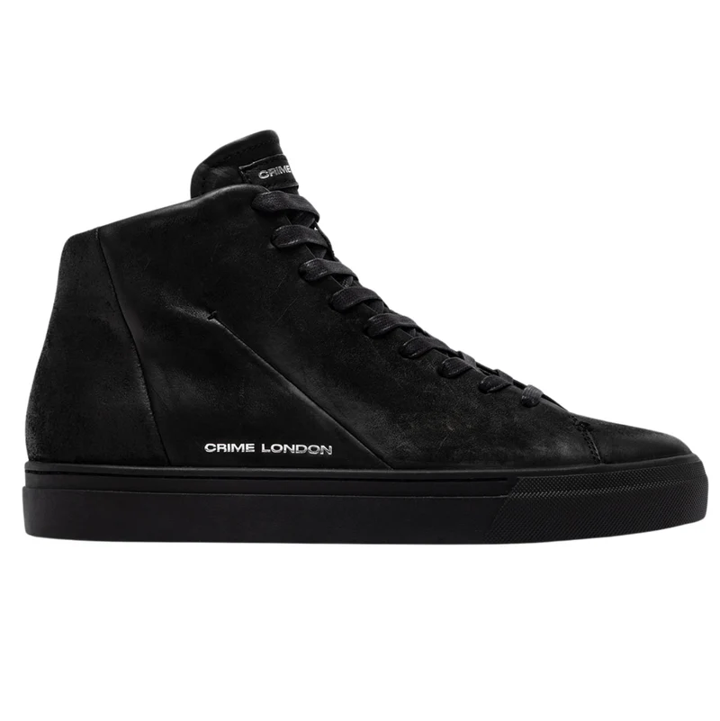Crime London Kane Dusty Black 10830 sneaker alta uomo in pelle nera con zip