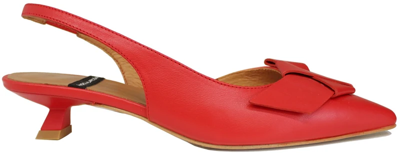 SLINGBACK FIOCCONE A PUNTA PELLE ROSSA