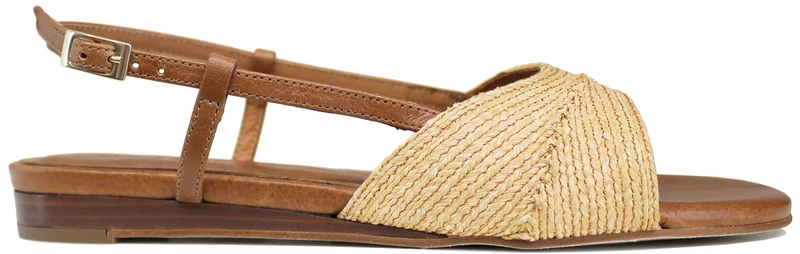 SANDALO DONNA RAFIA INTRECCIATA CUOIO