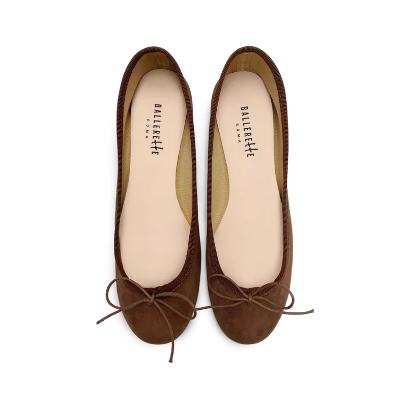 Ballerine in camoscio marrone scuro