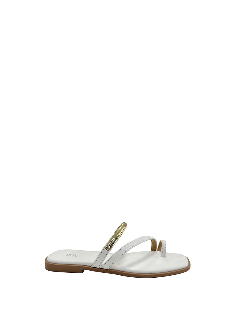 Sandali Donna PU Suola Gomma Black / White