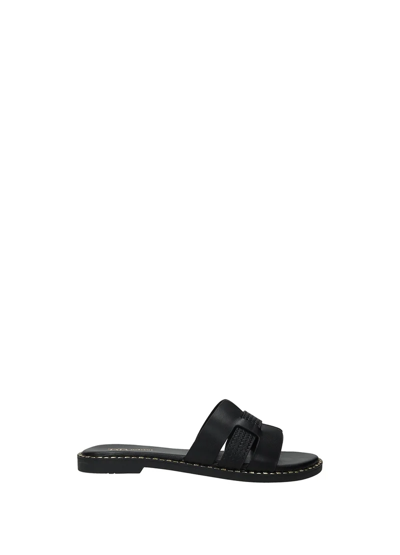 Sandali Donna PU Suola Gomma Black / White