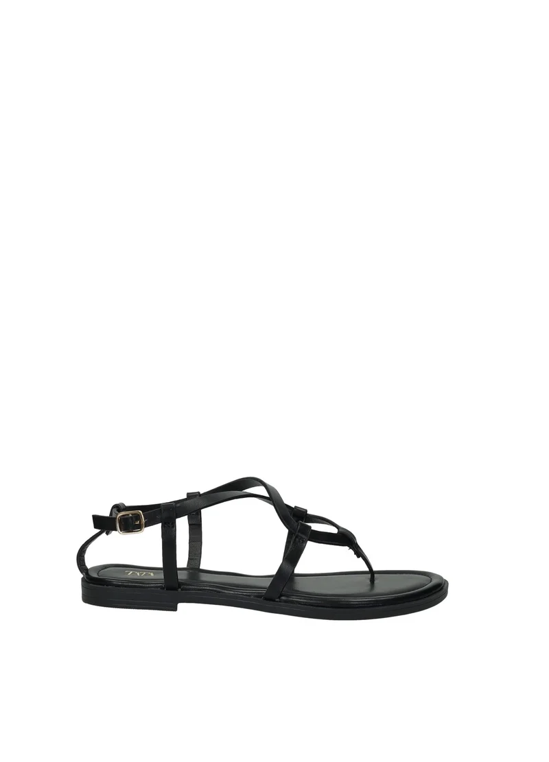 Sandali donna in PU black con suola in gomma