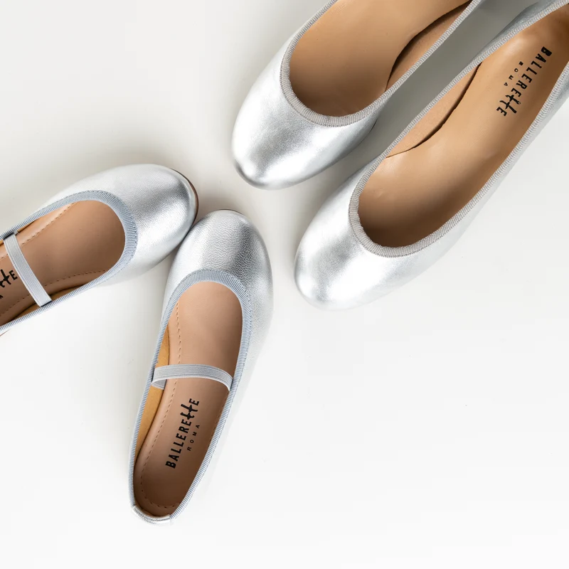 Ballerine bambina argento con elastico