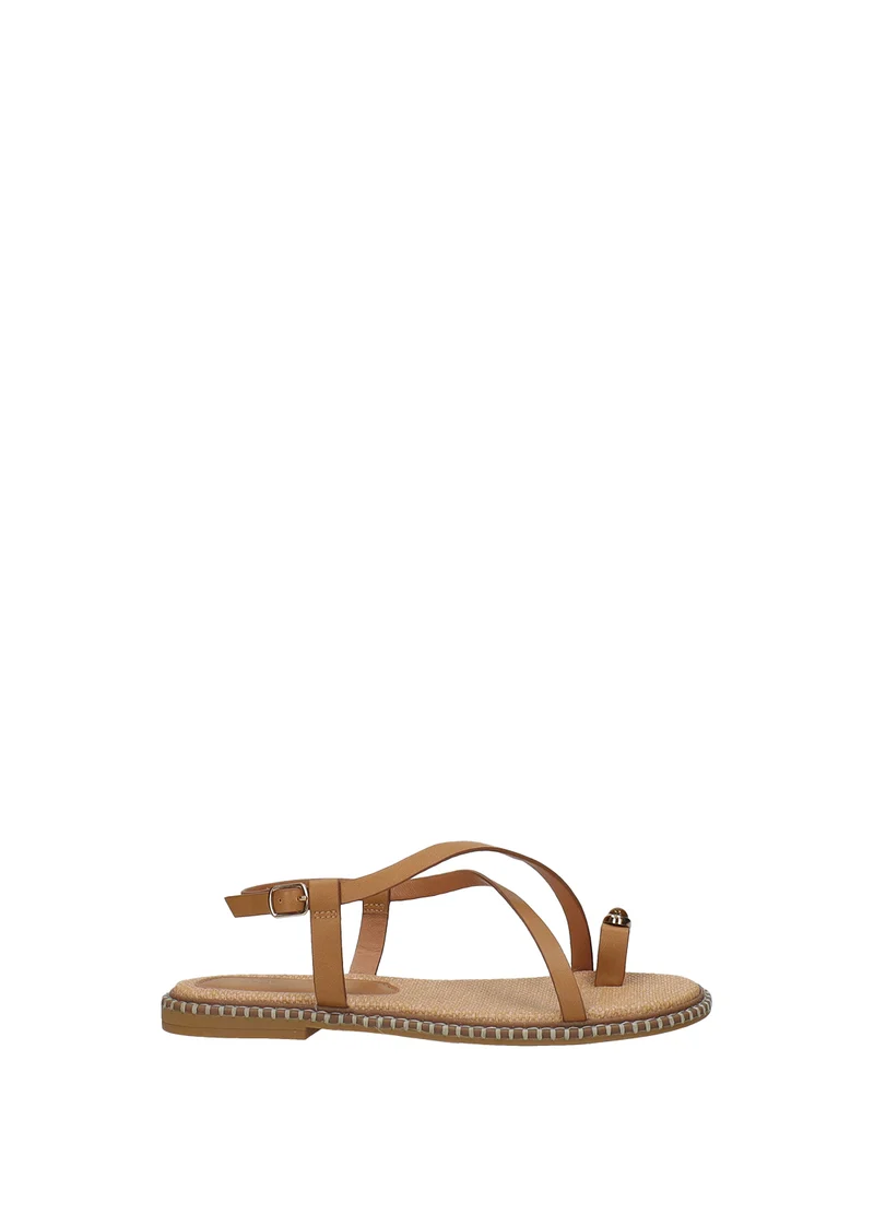 Sandali donna in PU Camel con suola in gomma