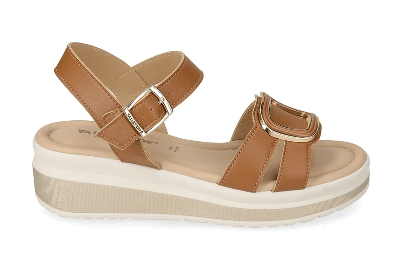 Valleverde Sandalo Donna Cuoio Made in Italy con Sottopiede in Pelle