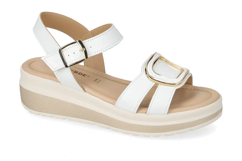 Valleverde Sandalo Donna Bianco Made in Italy con Sottopiede in Pelle