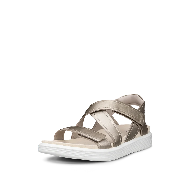 ECCO Soft Sandal W donna platino in nubuck con tre cinturini