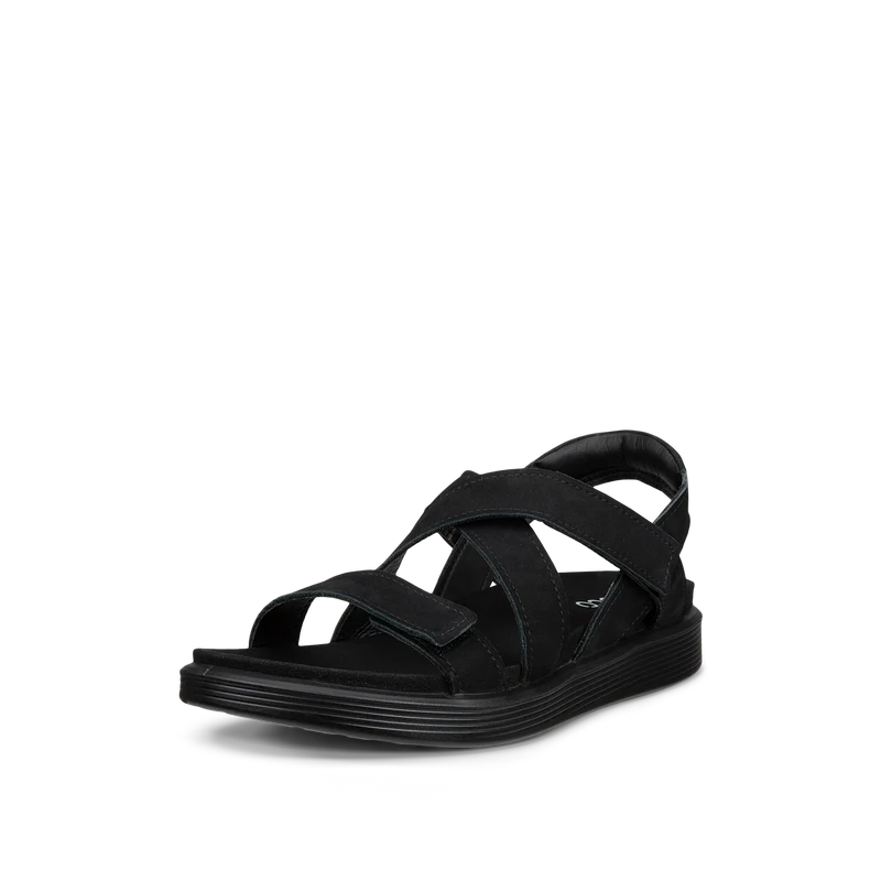 ECCO Soft Sandal W donna nera in nubuck con tre cinturini