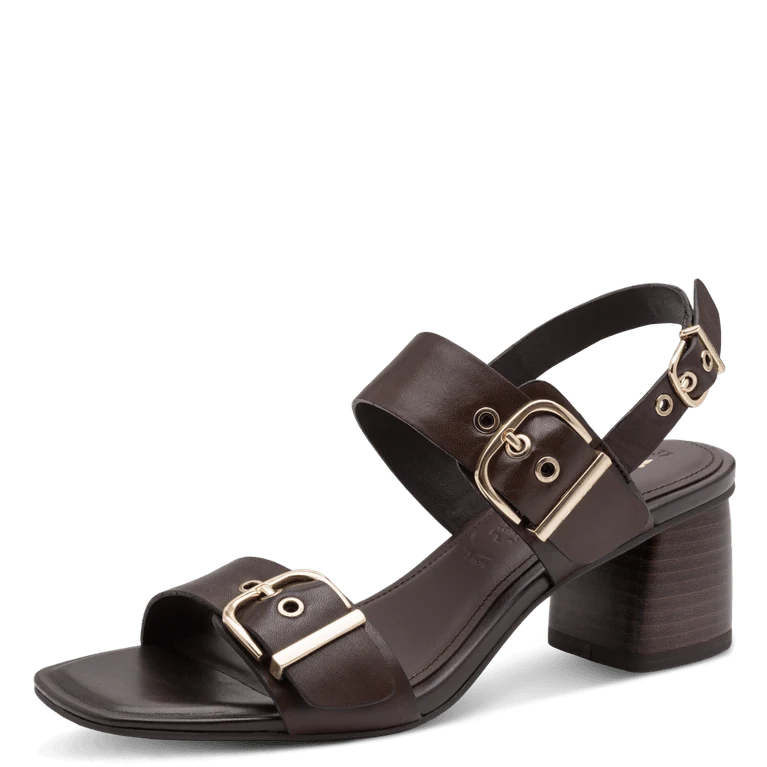 Tamaris Sandalo Donna Pelle Marrone Tacco 5,5 cm ANTIslide ANTIshokk