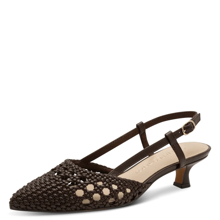 Marco Tozzi Chanel Donna Marrone Intrecciata Vegana, Tacco 4 cm
