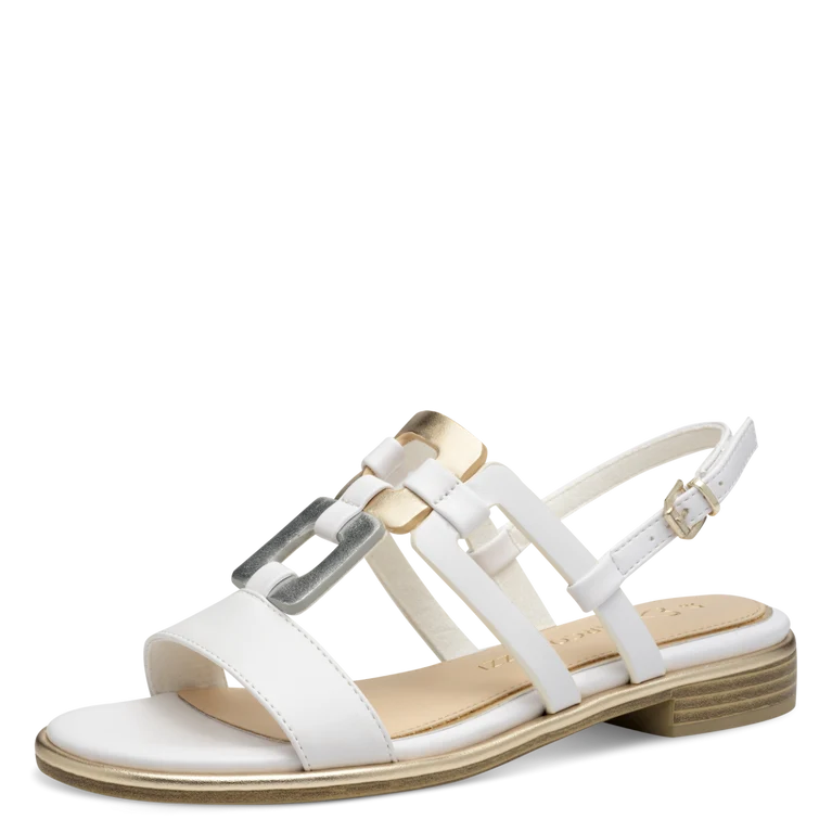 Sandalo Marco Tozzi Donna Bianco Vegano con Soft Lining, FEEL ME e Tacco 2 cm
