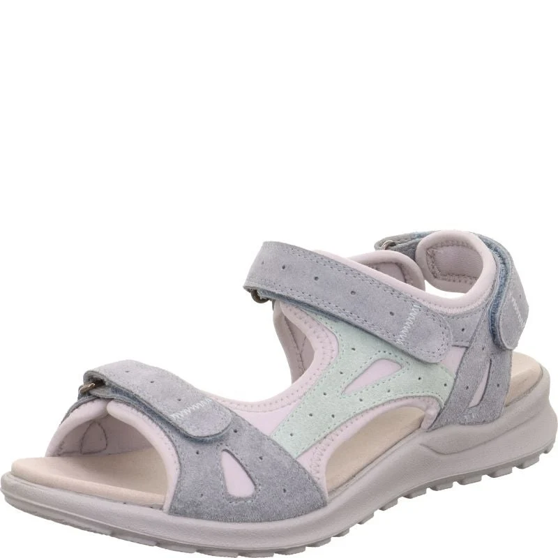 Legero SIRIS Donna Aria Sandalo Camoscio Celeste /Tessuto 3 Velcri