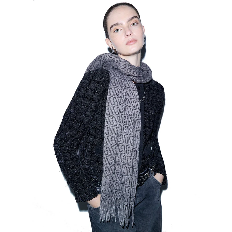 Sciarpa Donna 70 x 180 cm LIU JO con Logo Monogram Needle Antracite